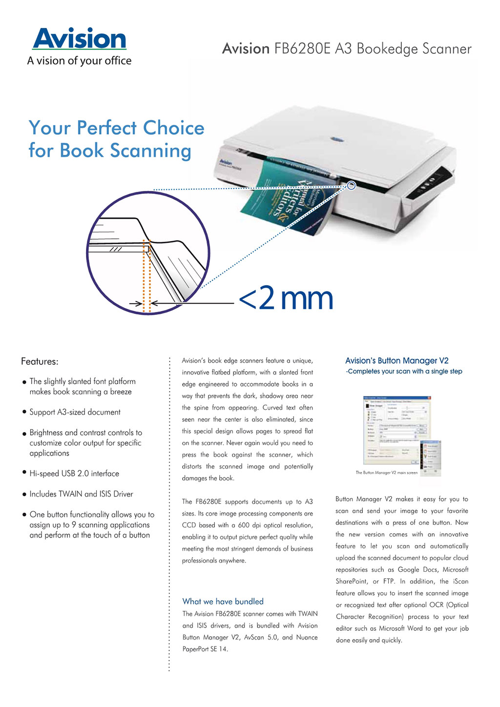 Avision FB6280E A3 Bookedge Colour Scanner Scanners Landmark Computers